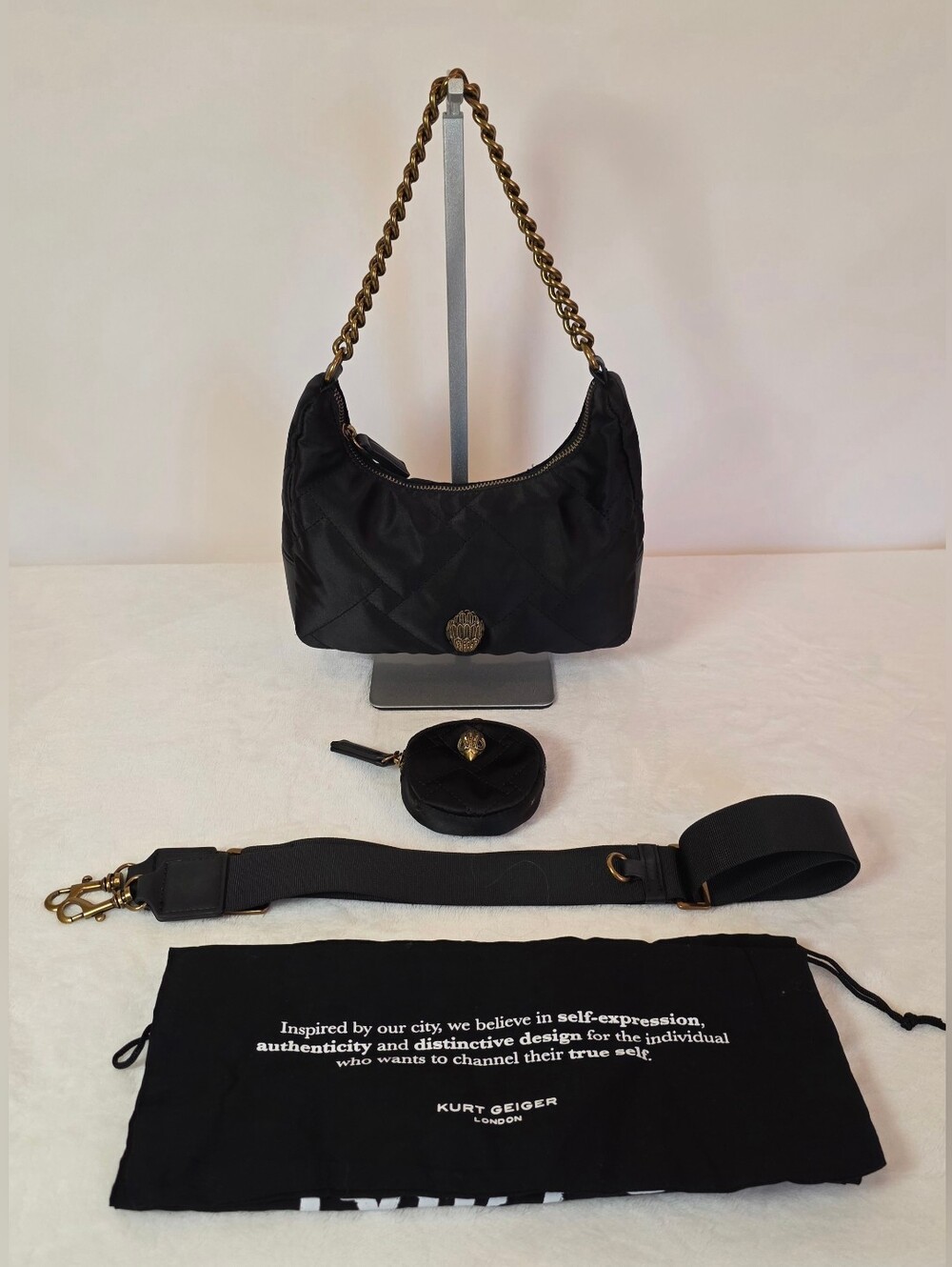 Kurt Geiger Quilted Crossbody Shoulder Bag in Black - Picture 8 of 8